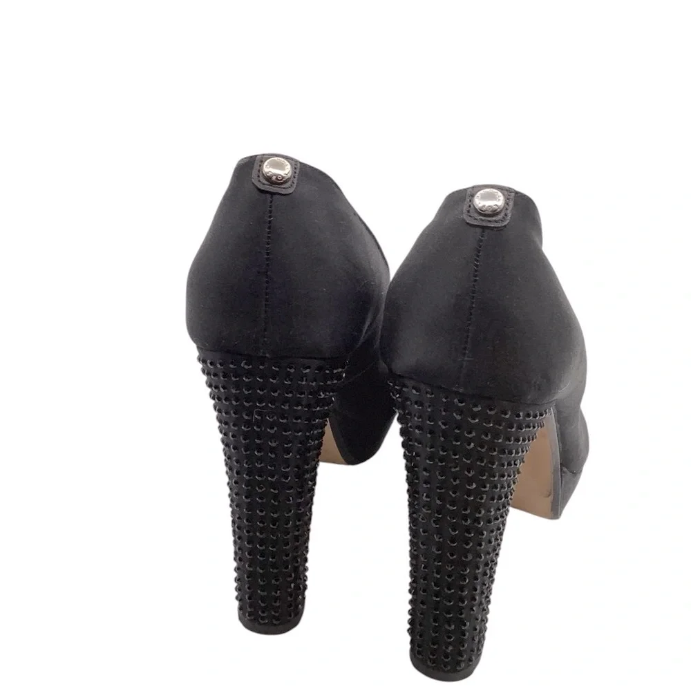 Michael Kors Y2K Black satin fabric‎ stones Heels size 9B - Picture 4 of 8